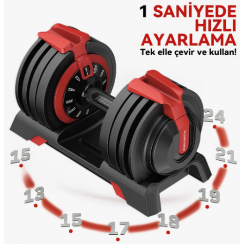 KingSmith Mekanik Ayarlı 24KG Dambıl, Kettlebell, Halter Seti (3ü1 Arada)