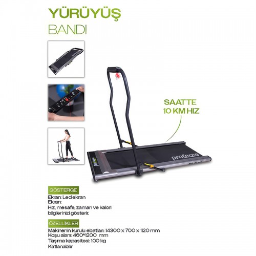 Proforce M6 Plus 15 Programlı ve LED Ekranlı Katlanabilir Koşu Bandı
