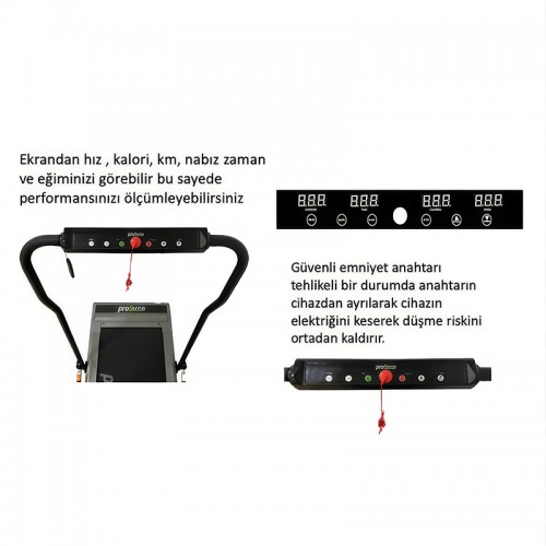 Proforce M6 Plus 15 Programlı ve LED Ekranlı Katlanabilir Koşu Bandı